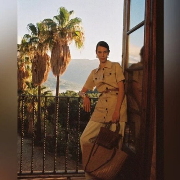 NWT J. Crew Gamine Utility Inspired Tan Khaki Short Sleeve Shirt Dress Size 14 - Picture 3 of 11